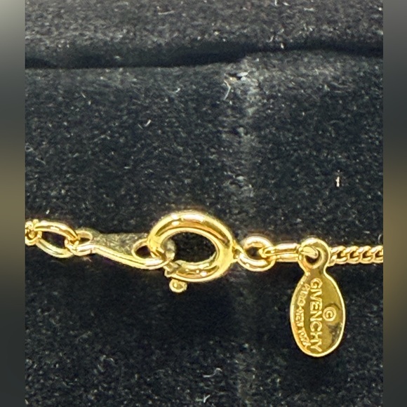 Givenchy Gold Necklace with Pendant and 3 Crystal Stones EUC - Picture 6 of 7